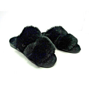 Women’s Plush Faux Fur Slide on Glam Loungeware Slippers Cozy Chic Luxe Size 6